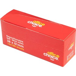 Office Choice sticky notes 38x51 100 sheets, pack of 12