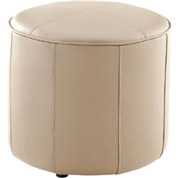 K2 Keg Round Ottoman Beige Genuine Leather