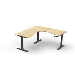 Rapidline Boost Manual Height Corner Workstation 1800/1500W x 750D x 705-1155mmH Oak/Black