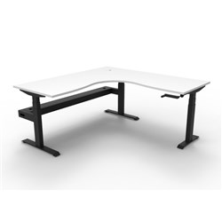 Rapidline Boost Manual Height Corner Workstation + Cable Tray 1500/1500W x 705-1155mmH