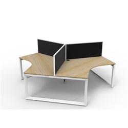 Rapidline Deluxe Infinity 120 Degree Workstation + Screen Loop Leg 3 Person 2866mmW