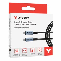 Verbatim USB-C To USB-C Sync And Charge Cable 240W 1.2m Black