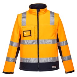 Huski Chassis Hi-Vis 2-in-1 Contrast Softshell Jacket 3 Layer Small Railway Orange