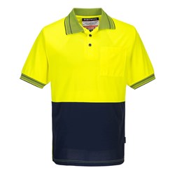 Portwest Hi-Vis Micro Mesh Polo Shirt Short Sleeve Extra Large Yellow And Navy