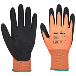Portwest NPR15 Dermi-Grip Nitrile Sandy Gloves Small Orange And Black