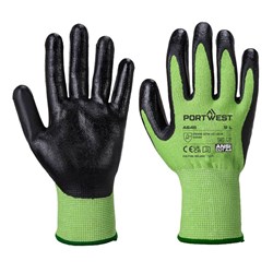 Portwest Green Cut Nitrile Foam Gloves Small Green And Black