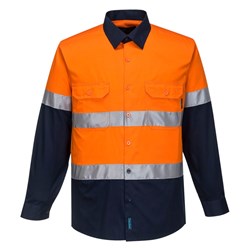 Portwest Hobart Hi-Vis Lightweight Contrast Shirt Long Sleeve 2XL Orange/Navy