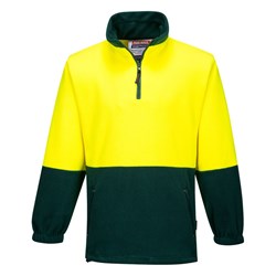 Portwest Hi-Vis Contrast 1/4 Zip Class D Polar Fleece Jumper 5XL Yellow And Green
