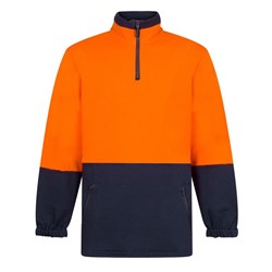Portwest Hi-Vis Contrast 1/4 Zip Class D Brush Fleece Jumper Small Orange And Navy