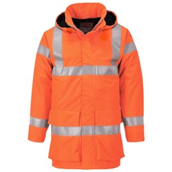 Portwest Bizflame Hi-Vis Flame Resistant Multi Light Rain Jacket Extra Large Orange