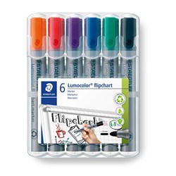 Staedtler 356 Lumocolor Flipchart Marker Bullet 2mm Assorted Colours Wallet Of 6