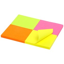 MARBIG BRILLIANT MINI NOTES 40X50MM ASSORTED COLOURS PK4