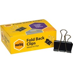 MARBIG FOLDBACK CLIPS 50mm BOX.12