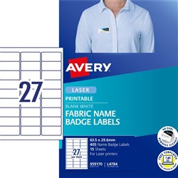 AVERY SILK NAME LABELS 27UP PK15 sheets