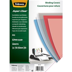 FELLOWES BINDING COVER A4 200 Micron PVC Clear Pack of 100