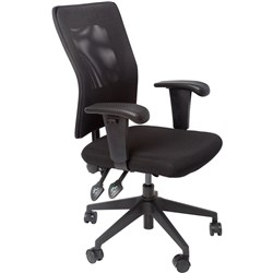 RAPIDLINE OPERATOR CHAIR Ergonomic Mesh Back Black Fabric Seat, Black Mesh