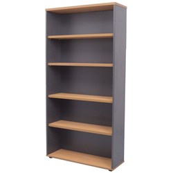 BOOKCASE 4 SHELVES 1800X900X300 BEECH & IRONSTONE