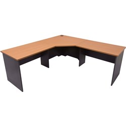 Corner Melamine Workstation 1800Wx1800Wx750D 3 Piece Beech and Ironstone