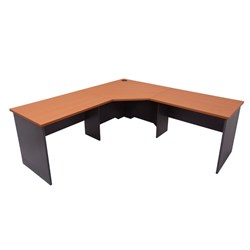 Corner Melamine Workstation 1800Wx1800Wx750D 3 Piece Cherry and Ironstone