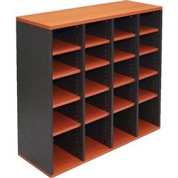 Rapidline Melamine Pigeon Hole Unit 1040Hx1040Wx380D Beech and Ironstone