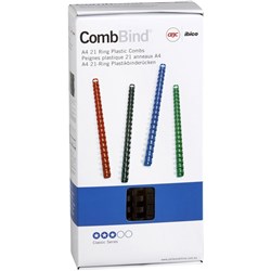 GBC PLASTIC BINDING COMB 14mm 21 Ring 125 Sheets Capacity Black Pack of 100