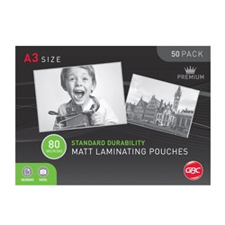 GBC Laminating Pouches A3 80 Micron Matt Pack Of 50