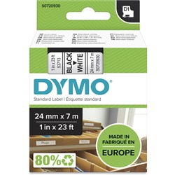 DYMO D1 LABEL CASSETTE TAPE 24mm x 7M Black on White
