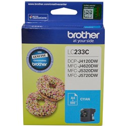 BROTHER LC233C INK CARTIDGE Cyan 550 page