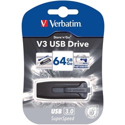 VERBATIM STORE N GO Version 3 V3 Flash / USB Drive 64gb Grey