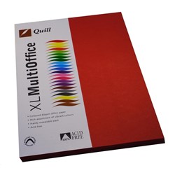 QUILL A4 XL MULTIOFFICE PAPER 80gsm Red PK100