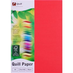QUILL XL MULTIOFFICE PAPER A4 80gsm Red REAM 500