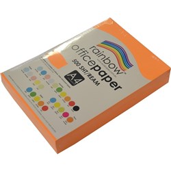 RAINBOW 80GSM OFFICE PAPER A4 Fluoro Orange / quill Ream of 500