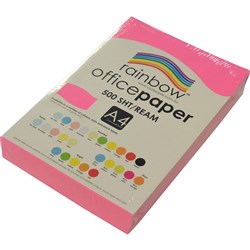 RAINBOW OFFICE PAPER A4 80GSM Fluoro Pink Ream 500