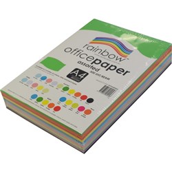 RAINBOW 80GSM OFFICE PAPER A4 10x Assorted Colours Ream of 500