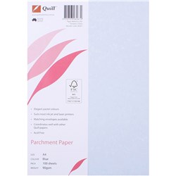 QUILL A4 PARCHMENT PAPER 89gsm Blue PK100