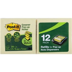 POST-IT RECYCLED POP-UP 76x76 YELLO PK12 R330RP-12YW