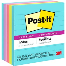 POST-IT MIAMI 675-6SSMIA Super Sticky Notes-100mmx100mm Pack of 6, 90 Sheets/Pack