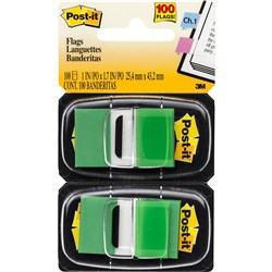 3M POST-IT FLAG GREEN TWIN PK PK100