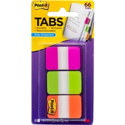 POST IT DURABLE INDEX TABS 686-PGO 25x38.1MM 22 TABS PINK GREEN ORANGE PKT