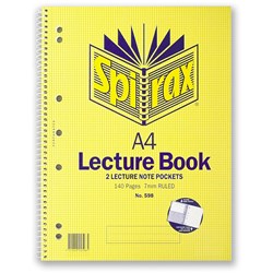 LECTURE BOOK A4 S/O SPIRAX #598 140PG WITH POCKET