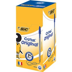 BIC CRISTAL BALLPOINT PEN BLUE BOX 50