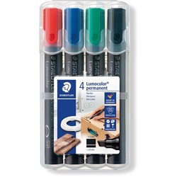 STAEDTLER 350 PERMANENT MARKER Chisel Assorted Wallet of 4