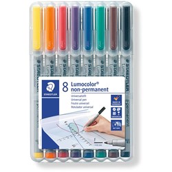 STAEDTLER 316 LUMOCOLOR OHP PENS WATER SOLUBLE FINE 0.6mm 8 Assorted WLT8