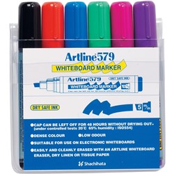 ARTLINE 579 DRYSAFE WHITEBOARD MARKER 6 ASSORTED WALLET6 CHISEL