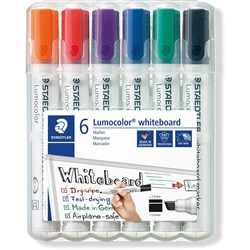 STAEDTLER 351 WHITEBOARD MARKR Chisel Point Wlt6 Assorted