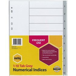 A4 PP INDEX 1-10 GREY SET