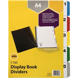 MARBIG DISPLAY BOOK DIVIDERS 5 TAB