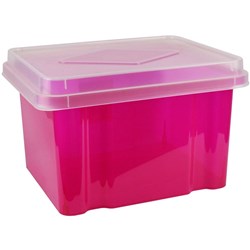 ITALPLAST STORAGE BOX 32LTR TINTED LINK/CLR LID L450XW360 XH285MM