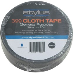 STYLUS 399 CLOTH TAPE Black 36mmx25m ROLL