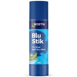 BOSTIK BLU-STICK 35G Goes on Blue Dries Clear